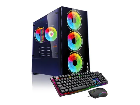 HAJAAN Gaming PC Desktop Tower - AMD Ryzen 5 5600X, RTX 4060 8GB GDDR6, 32GB DDR4 RAM, 1TB NVMe M.2 SSD, Windows 11 Pro, WiFi - New