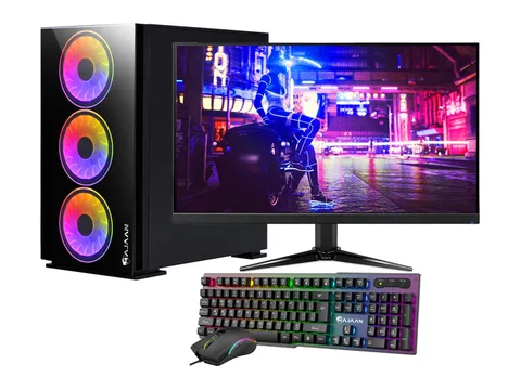HAJAAN Gaming PC Desktop Tower - AMD Ryzen 7 5700X, RTX 4060 8GB GDDR6, 32GB DDR4 RAM, 1TB NVMe M.2 SSD, 27' Inch Curve Gaming Monitor, Windows 11...