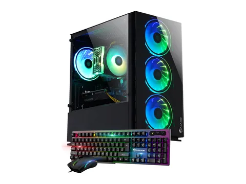 HAJAAN Gaming PC Desktop Tower - AMD Ryzen 5 5600X, RTX 3050 6GB GDDR6, 32GB DDR4 RAM, 1TB NVMe M.2 SSD, Windows 11 Pro, WiFi - Black