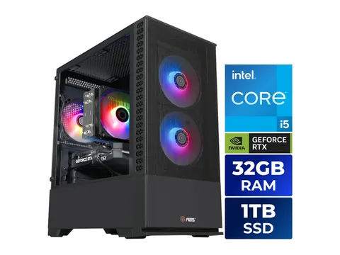 ABS Cyclone Aqua Prebuilt Gaming PC - Windows 11 - Intel Core i5-14400F - GeForce RTX 5060 - DLSS 4 - 32GB DDR4 3200 - 1TB M.2 SSD
