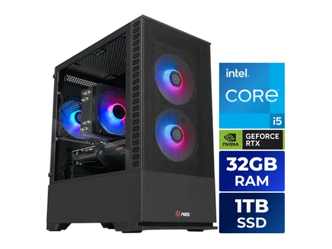 ABS Cyclone Aqua Prebuilt Gaming PC - Windows 11 - Intel Core i5-14400F - GeForce RTX 5060 8GB - DLSS 4 - 32GB DDR4 - 1TB NVMe SSD