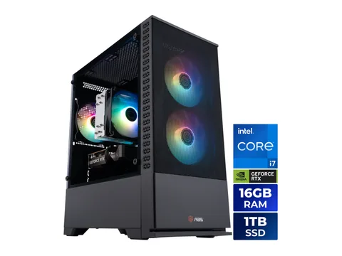 ABS Cyclone Aqua Prebuilt Gaming PC - Windows 11 - Intel Core i7-14700F - GeForce RTX 5060 8GB - DLSS 4 - 16GB DDR4 - 1TB NVMe SSD