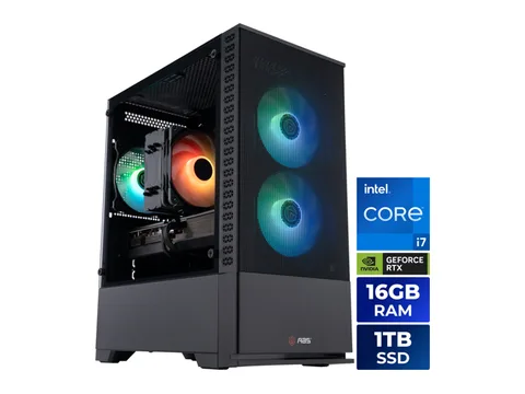 ABS Cyclone Aqua Prebuilt Gaming PC - Windows 11 - Intel Core i7-14700F - GeForce RTX 5060 Ti 16GB - DLSS 4 - 16GB DDR5 - 1TB NVMe SSD