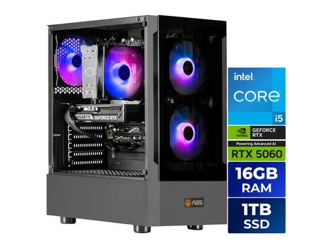 ABS Flavonius Aqua Prebuilt Gaming PC - Windows 11 - Intel Core i5-14400F - GeForce RTX 5060 8GB - DLSS 4 - 16GB DDR4 - 1TB NVMe SSD