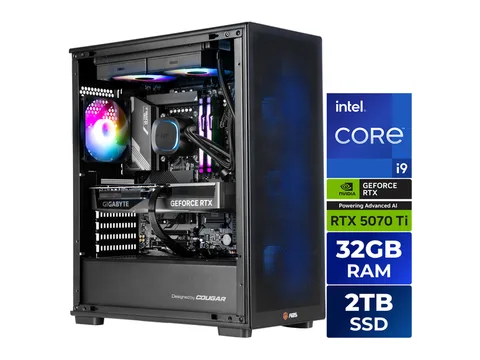 ABS Stratos II Aqua Prebuilt Gaming PC - Windows 11 - Intel Core i9-14900KF - GeForce RTX 5070 Ti 16GB - DLSS 4 - 32GB DDR5 - 2TB NVMe SSD