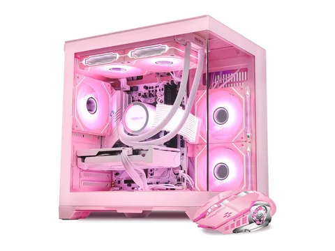 Hoengager Gaming PC -AMD Ryzen 5 5600X 3.7GHz, Radeon RX 9060 XT 16GB, 32GB DDR4 RAM, 3TB SSD, 240 Liquid Cooler, Software-controlled ARGB, Windows 11
