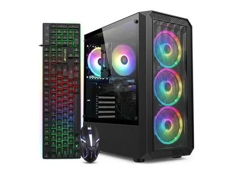 STGAubron Gaming Desktop PC, Intel Core i5-13400F up to 4.6GHz, 16G DDR4, 512G SSD, GeForce RTX 3050 6G, WiFi 6, BT 5.2, RGB Fan x4, Windows 11 Home