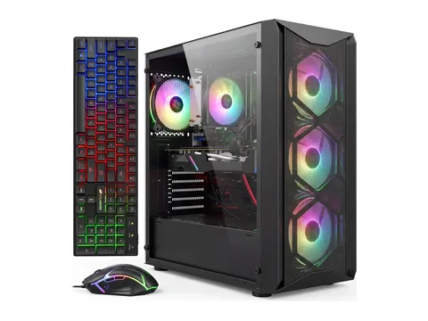 STGAubron Gaming Desktop PC, Ryzen 5 5500 up to 4.2GHz, 16G DDR4, 1TB SSD, GeForce RTX 3060 12G, WiFi 6, BT 5.2, RGB Fan x4, Windows 11 Home
