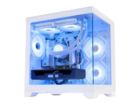 Hoengager Gaming PC, AMD Ryzen 7 8700F, GeForce RTX 5050 8GB, 16GB DDR5, 1TB PCIe, 240mm AIO, Software-Controlled ARGB, Windows 11 Prebuilt PC-White