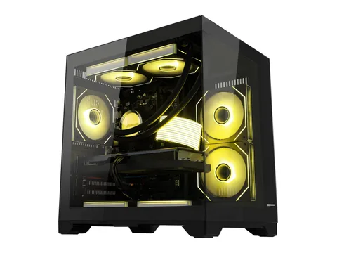 Hoengager Panorama Gaming PC -AMD Ryzen 7 5700X 3.4 GHz,GeForce RTX 5060 8GB, 32GB DDR4, 2TB SSD, Liquid Cooler, 650W PSU, Windows 11 Prebuilt PC