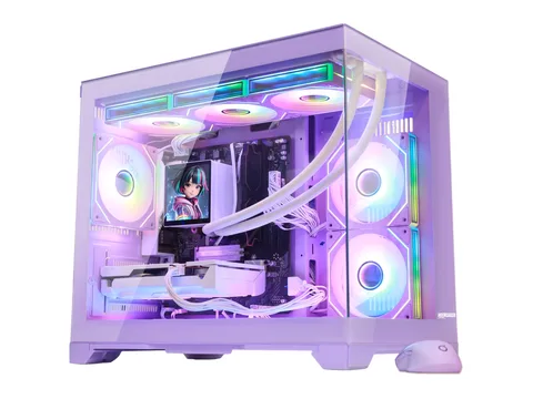 Hoengager Gaming PC - AMD Ryzen 7 9700X 3.8 GHz, RX 9070 GRE 12G, 32GB DDR5 RAM, 3TB SSD, 850W PSU, Software-Controlled ARGB, Windows 11 -Purple