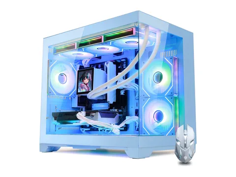Hoengager Gaming PC -AMD Ryzen 5 9600X, Radeon RX 9070 GRE 12GB, 16GB DDR5 , 3TB SSD, 850W Gold PSU, Liquid Cooler, RGB Fusion 2.0, Windows 11- Blue