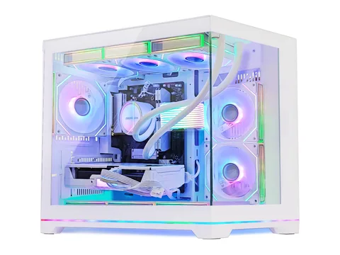 Hoengager Gaming PC AMD Ryzen 7 9800X3D, Radeon RX 9070 GRE 12GB, 32GB DDR5, 1TB M.2 SSD, 850W PSU, Liquid Cooling, RGB Fusion 2.0, Windows 11 -White