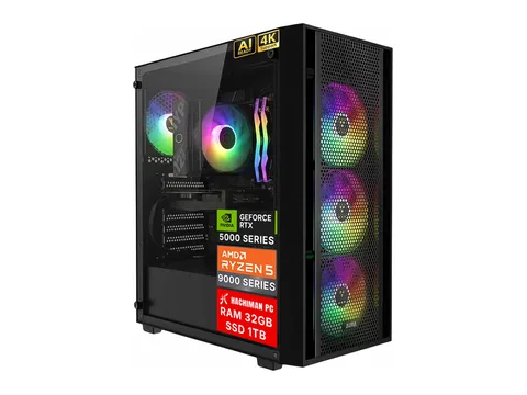 Hachiman PC Ronin Gaming PC, AMD Ryzen 5 9600X, NVIDIA GeForce RTX 5060 8GB, 32GB DDR5 6000MHz RGB, 1TB Gen4 NVMe SSD, Wi-Fi 6, Windows 11 Home, Desktop Computer