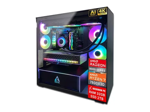 Hachiman PC Kori Gaming PC, AMD Ryzen 7 7800X3D, Radeon RX 9070XT 16GB, 32GB DDR5 6000MHz RGB, 2TB Gen4 NVMe SSD, 360 A-RGB AIO, Wi-Fi 6, Windows 11 Home, Desktop Computer