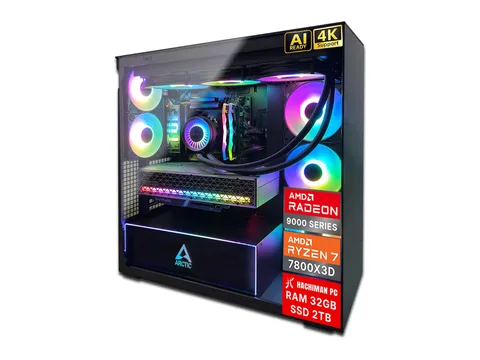 Hachiman PC Kori Gaming PC, AMD Ryzen 7 7800X3D, Radeon RX 9070XT 16GB, 32GB DDR5 6000MHz RGB, 2TB Gen4 NVMe SSD, 360 A-RGB AIO, Wi-Fi 6, Windows 11 Home, Desktop Computer