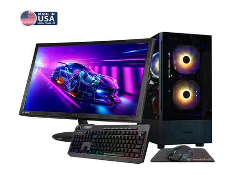 Gigatech Gaming Titan 5 Gaming PC Desktop Bundle - AMD Ryzen 5 9600X, RTX 5060, 32GB DDR5, 512GB SSD + 6TB HDD, RGB, Windows 11, Wi-Fi, Monitor