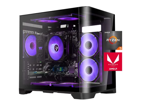 YEAH MAGIC Astral S1 Gaming Desktop AMD Ryzen 5 5600GT 3.9GHz 16GB(8G*2) DDR4 3200 1T NVME SSD ARGB 7 Fans Win 11 Home Gamer Desktop Computer Office Work WIFI 6 650W Gold PSU Black