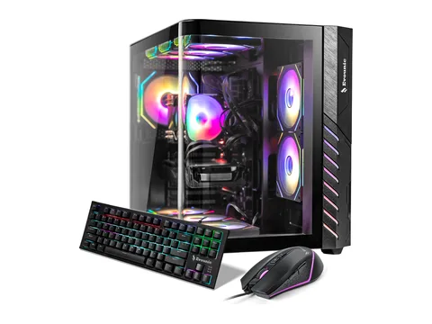 EVOUNIC Liquid-Cooled Gaming PC Desktop Intel Core i7-12700KF (Up to 5.0 GHz, 12 Cores 20 Threads) NVIDIA GeForce RTX 5060 8 GB 32 GB RAM 1 TB NVMe SSD WiFi 6 & BT 5.4 9× ARGB Windows 11 650W