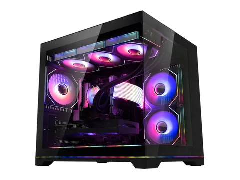 Hoengager Gaming PC AMD Ryzen 7 9700X RX 9070 XT GDDR6 32GB DDR5 RAM 1TB PCIe and 2TB SATA SSD 850W PSU, 360 AIO RGB Liquid Cooling Windows 11 -Black