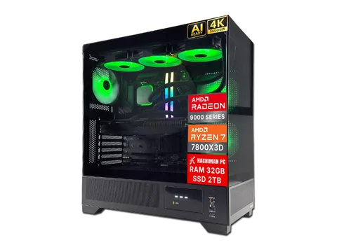 Hachiman PC Tora Gaming PC, AMD Ryzen 7 7800X3D, Radeon RX 9070XT 16GB, 32GB DDR5 6000MHz RGB, 2TB Gen4 NVMe SSD, 360 A-RGB AIO, Wi-Fi 6, Windows 11 Home, Desktop Computer