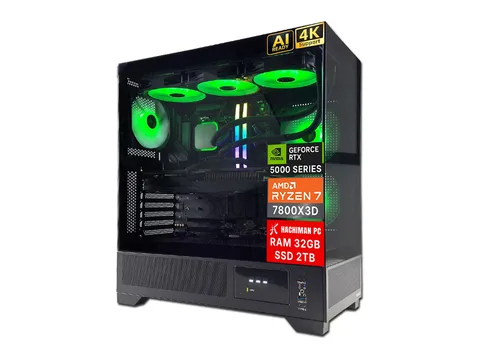 Hachiman PC Tora Gaming PC, AMD Ryzen 7 7800X3D, NVIDIA GeForce RTX 5070 12GB, 32GB DDR5 6000MHz RGB, 2TB Gen4 NVMe SSD, 360 A-RGB AIO, Wi-Fi 6, Windows 11 Home, Desktop Computer