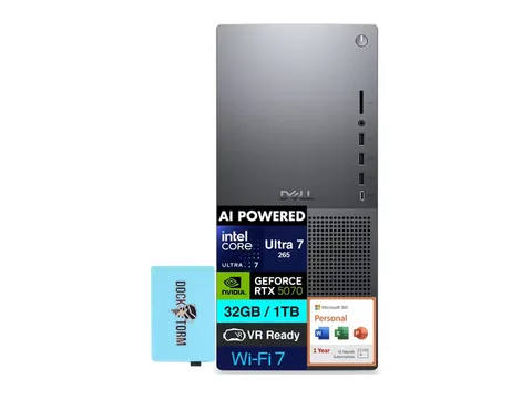 Dell Tower Plus EBT2250 AI Powered Desktop (Intel Ultra 7-265, 32GB DDR5, 8TB PCIe SSD, GeForce RTX 5070, Win 11 Home) w/Microsoft 365 Personal , DKZ USB Port Expander