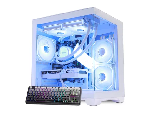 Hoengager Gaming PC AMD Ryzen 7 5700X 8-Core 3.4 GHz, RTX 5060 8GB, 32GB DDR4 RAM 3200MHz, 1TB PCIe SSD, WIFI with Bluetooth, Windows 11-White