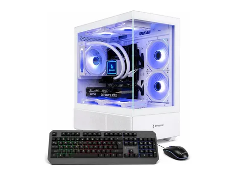 Evounic Gaming PC Desktop, GeForce GTX 1080 Ti 11GB, Intel Xeon E5 12-Core, 64GB RAM, 512GB NVMe SSD, 1TB HDD, WiFi 6, Bluetooth 5.4, Liquid Cooling, Windows 11, RGB Keyboard & Mouse