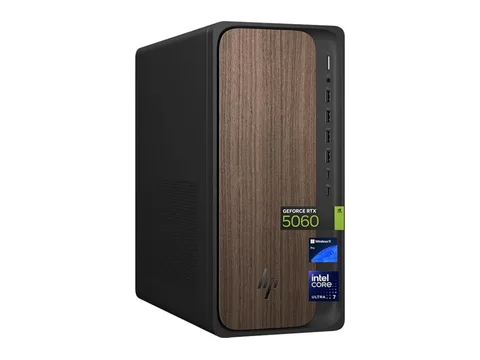 HP Newest OmniDesk Business Next Gen AI Desktop PC, Intel Core Ultra 7 265, NVIDIA GeForce RTX 5060, 8GB DDR5 RAM, 512GB SSD, HDMI, KB & Mouse, Win 11 Pro,Dark Wood