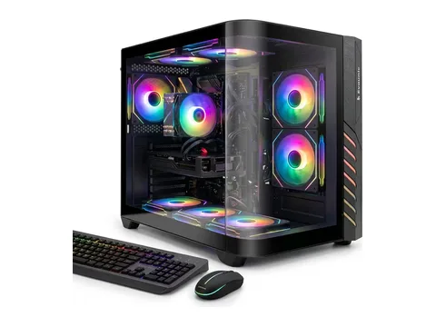 Evounic Gaming PC Desktop Intel Core i7-14790F, 5060 Ti Graphics, 32GB RAM, 1TB SSD, WiFi6, BT5.4, Windows 11,9 ARGB Fans, RGB Keyboard & Mouse, High-Performance Tower for Gamers & Streamers