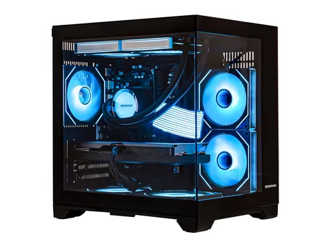 Hoengager Gaming Desktop, AMD Ryzen 7 5700X 3.4 GHz, GeForce RTX 5050 8GB, 32GB DDR4, 1TB PCIe and 1TB SSD, 240mm AIO Liquid Cooler, Windows 11 -Black
