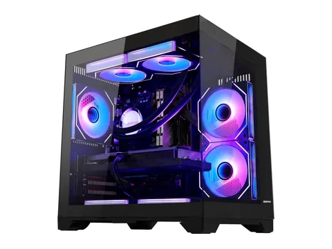 Hoengager Gaming PC -AMD Ryzen 7 7800X3D 4.2GHz, Geforce RTX 5060 TI 8G, 16GB DDR5, 3TB SSD, 240 Liquid Cooler, 650W, Software-Controlled ARGB, Win 11