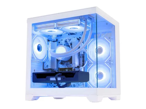 Hoengager Gaming Desktop, AMD Ryzen 7 7800X3D, GeForce RTX 5050 8GB, 16GB DDR5, 1TB PCIe, 240mm AIO, Software-Controlled ARGB, Windows 11-White