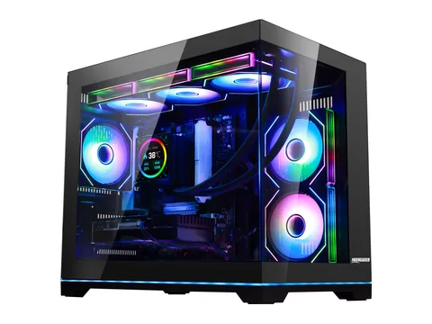 Hoengager Gaming PC- AMD Ryzen 7 9700X, Geforce RTX 5060 Ti 8G, 16GB DDR5 RAM, 1TB PCIe and 1TB SATA SSD, 850W Gold PSU, 360 LCD AIO, Windows 11