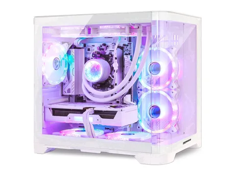 Hoengager Poseidon Gaming PC -AMD Ryzen 5 9600X, Radeon RX 9060 XT 16GB, 16GB DDR5, 1TB PCIe SSD, 240 AIO, Software-Controlled ARGB, Windows 11 White