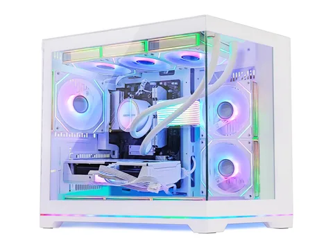 Hoengager Gaming PC -AMD Ryzen 7 9700X, Geforce RTX 5060 Ti 8G, 16GB DDR5, 1TB PCIe and 1TB SSD, 850W PSU, 360 Liquid Cooler, Windows 11 -White