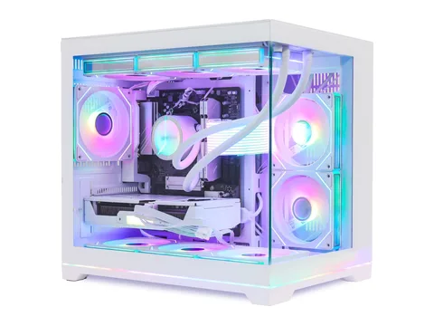 Hoengager Gaming PC Desktop AMD Ryzen 7 9800X3D, RX 9070 XT GDDR6, 16GB DDR5, 1TB M.2 SSD, 850W PSU, RGB Liquid Cooling, RGB Fusion 2.0, Windows 11