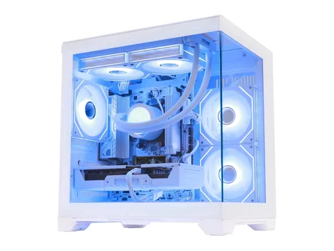 Hoengager Gaming PC, AMD Ryzen 5 9600X, RX 9070 16GB, 32GB DDR5, 3TB SSD, 240mm AIO Liquid Cooler, Software-Controlled ARGB, Windows 11 -White