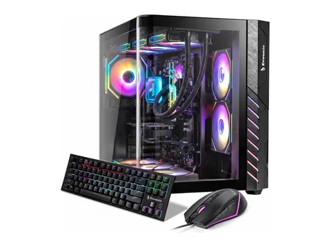 Evounic Prebuilt Gaming PC Desktop - Ryzen 7 8700F RTX 4060 Ti 16GB DDR5, 1TB NVMe SSD, WiFi 6 BT5.4, Win11 ARGB 9 Fans Liquid Cooled