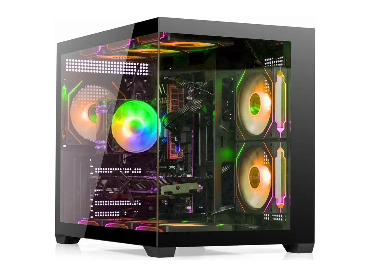 Prebuilt Gaming PC i7-8700, RTX 2060 6GB, 16GB RAM, 400GB NVMe + 1TB HDD, WiFi 6, BT5.4, Win11, W/ RGB Keyboard & Mouse