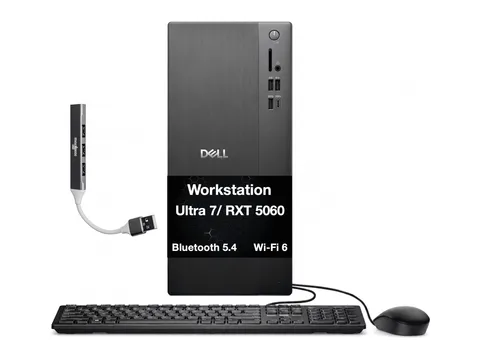 Dell Tower ECT1250 Desktop, Intel Core Ultra 7 265F, RTX 5060, 32GB DDR5, 1TB SSD, Win 11 Home w/DKZ Hub