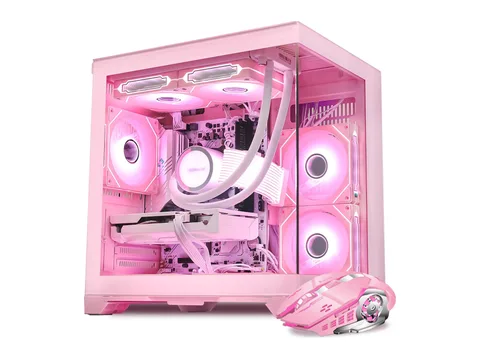 Hoengager Gaming PC- AMD Ryzen 7 5700X 3.4 GHz, Radeon RX 9060 XT 16GB, 32GB DDR4 RAM, 2TB SSD, Liquid Cooler, Software-controlled ARGB, Windows 11