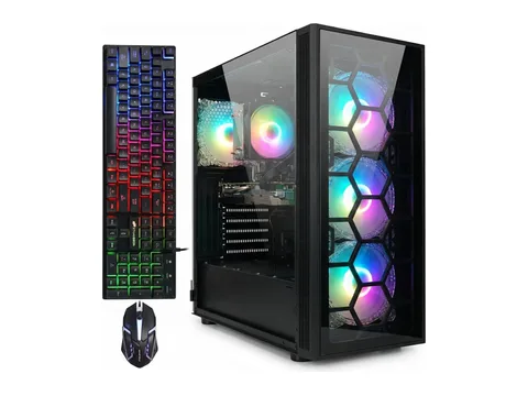 STGAubron Gaming Desktop PC, Ryzen 7 5700X up to 4.6GHz, 16G DDR4, 1TB SSD, GeForce RTX 3050 6G, WiFi 6, BT 5.2, RGB Fan x4, Windows 11 Home