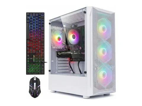 STGAubron Gaming Desktop PC, Core i7 up to 3.9GHz, 16G RAM, 1TB SSD, Radeon RX 580 8G GDDR5, WiFi 6, BT 5.2, RGB Fan x4, Windows 11 Home