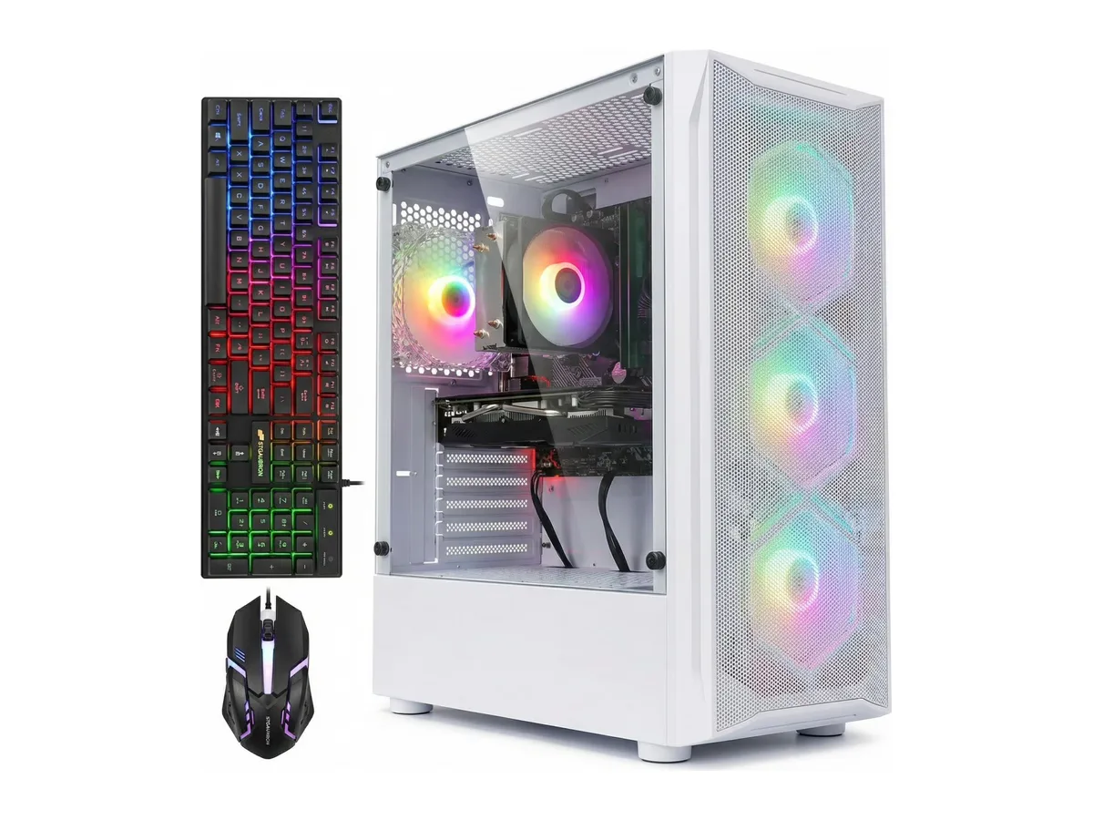 STGAubron Gaming Desktop PC, Core i7 up to 3.9GHz, 16G RAM, 1TB SSD, Radeon RX 580 8G GDDR5, WiFi 6, BT 5.2, RGB Fan x4, Windows 11 Home