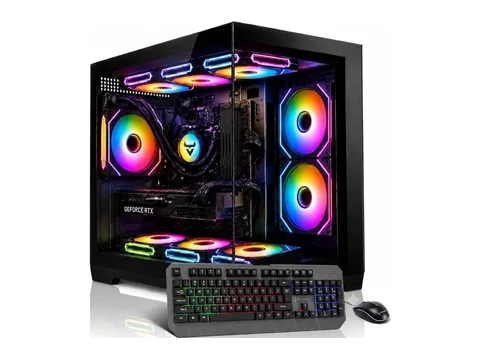 Gaming PC Desktop Computer – i7-11700F up to 4.9GHz, GeForce RTX 5050 8GB GDDR6, 32GB RAM, 1TB NVMe SSD, WiFi 6 & BT 5.4, Liquid Cooled, 9X ARGB Fans, Windows 11, RGB Keyboard & Mouse