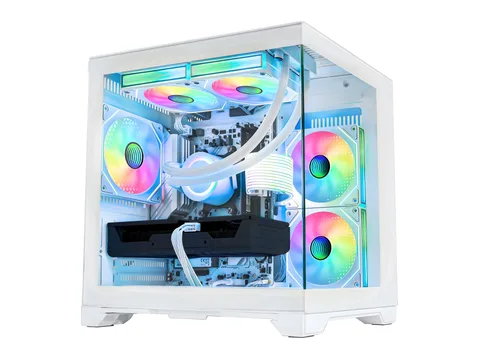 Hoengager Gaming PC Desktop -AMD Ryzen 7 5700X, GeForce RTX 3050 6G, 32GB DDR4 RAM, 3TB SSD,240 AIO, Software-controlled ARGB,Windows 11 -White