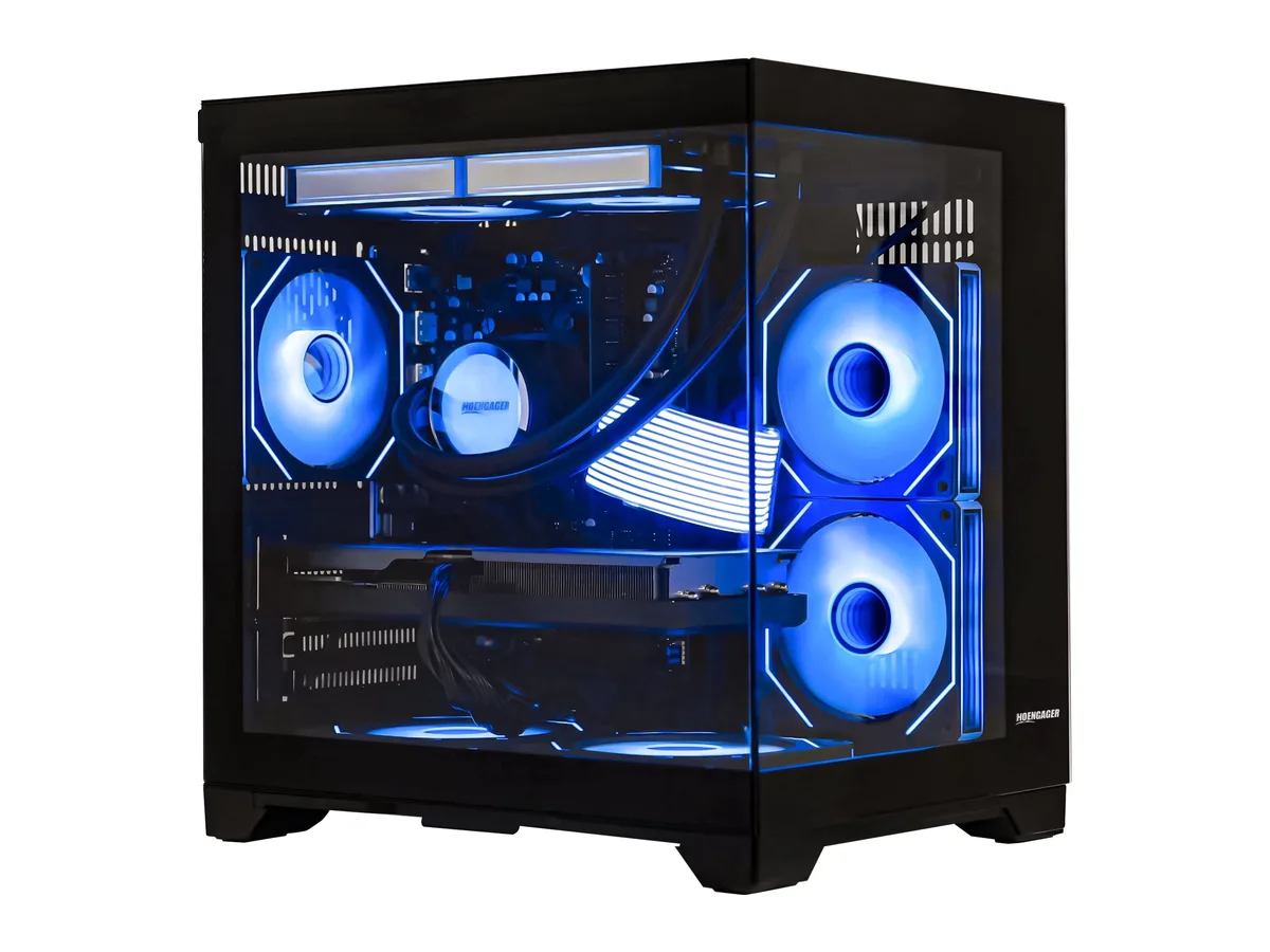 Hoengager Gaming PC Desktop -AMD Ryzen 7 5700X, GeForce RTX 3050 6G, 16GB DDR4 RAM, 1TB PCIE SSD,240 AIO, Software-controlled ARGB,Windows 11 -BLACK