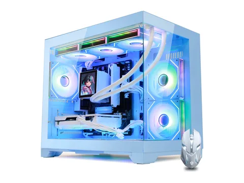 Hoengager Gaming PC -AMD Ryzen7 9800X3D, Radeon RX 9070 XT 16GB, 16GB DDR5 RAM, 1TB SSD, 850W Gold PSU, Liquid Cooler, RGB Fusion 2.0, Win 11 - Blue